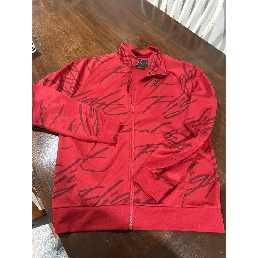 Jordan Flight Track Jacket Mens M Red Full Zip Jumpman Script